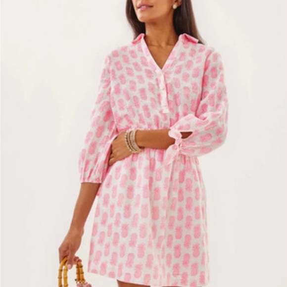 Lilly Pulitzer Dresses & Skirts - Lilly Pulitzer Pink Printed Linen Shirt Dress